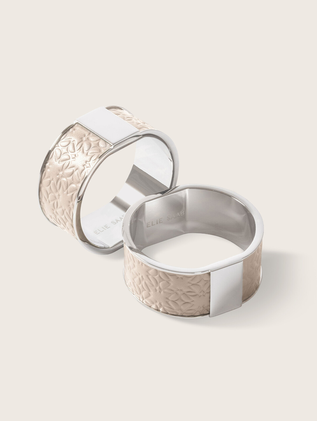 Monogram Leather And Metal Napkin Ring - Set of 2 Image 1