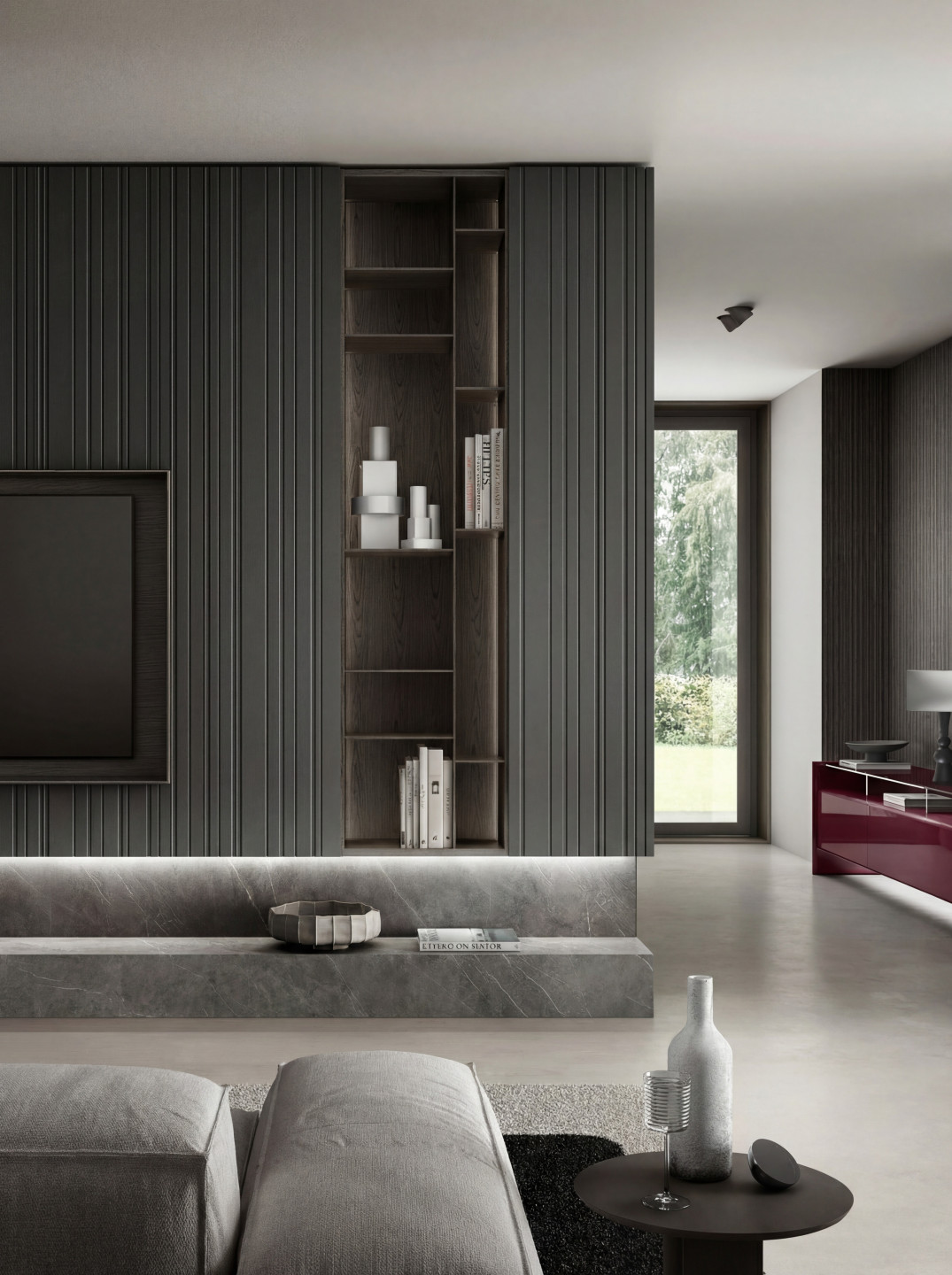 Glossy Wine red sideboard